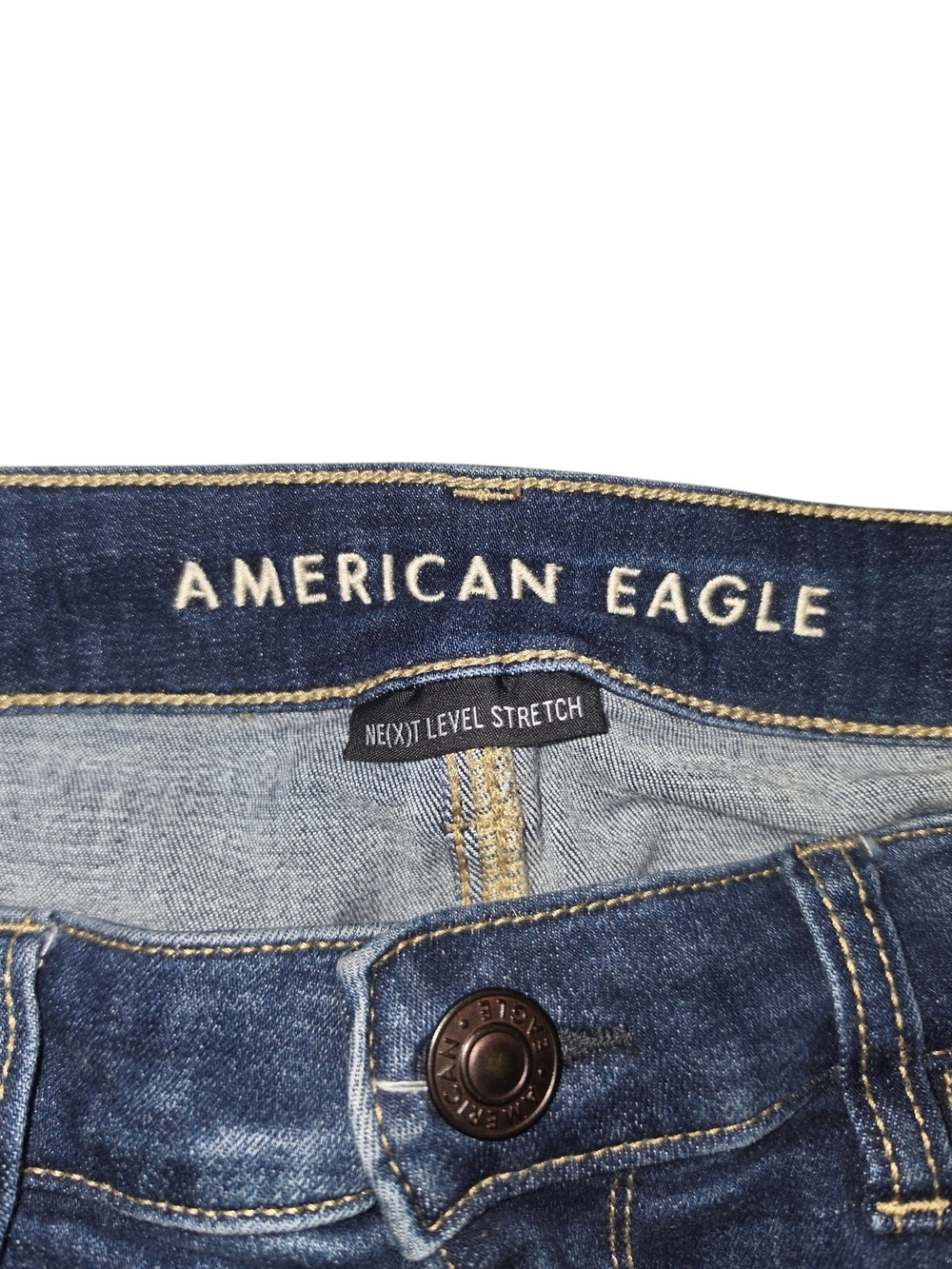 American Eagle Outfitters Distressed Dark Blue Skinny Jeans Size 12 - Picture 6 of 11